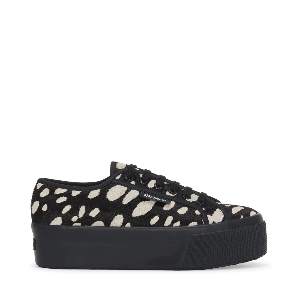 SUPERGA 2790 DK Dalmatian CALF HAIR Black-beige: 米色 运动鞋 女士