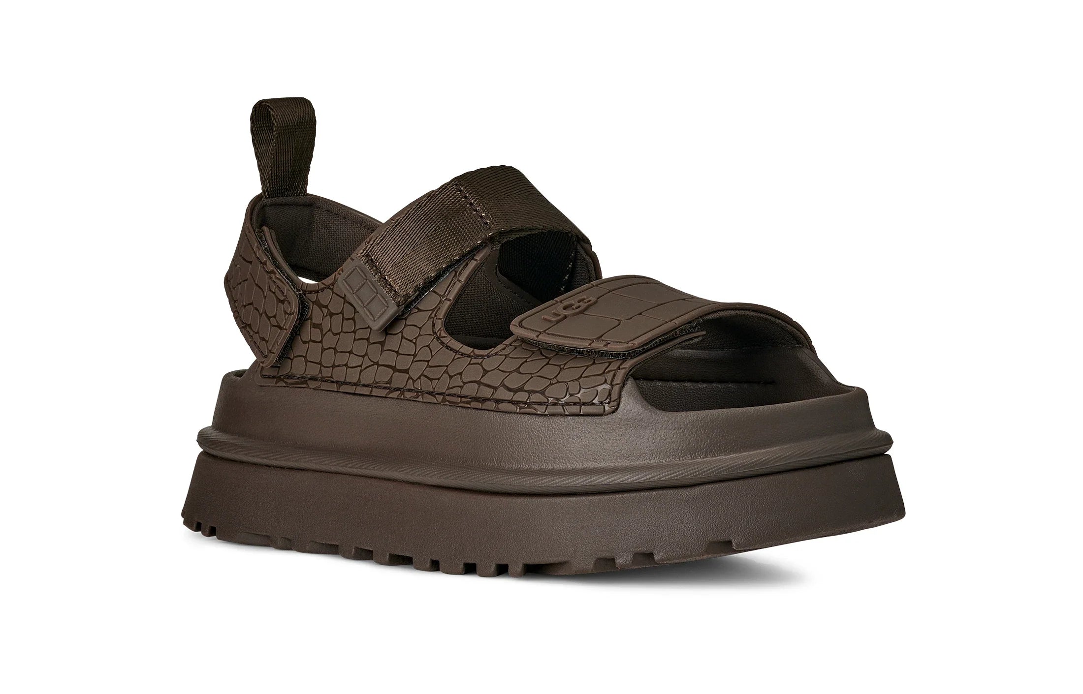 UGG W Goldenglow Embossed Dense Smoke: grey sandals for women