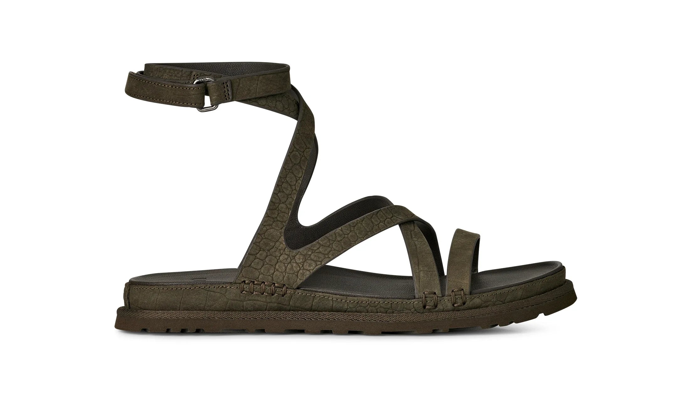 UGG W Goldengaze Embossed Ankle WRAP Dense Smoke: grey sandals for women