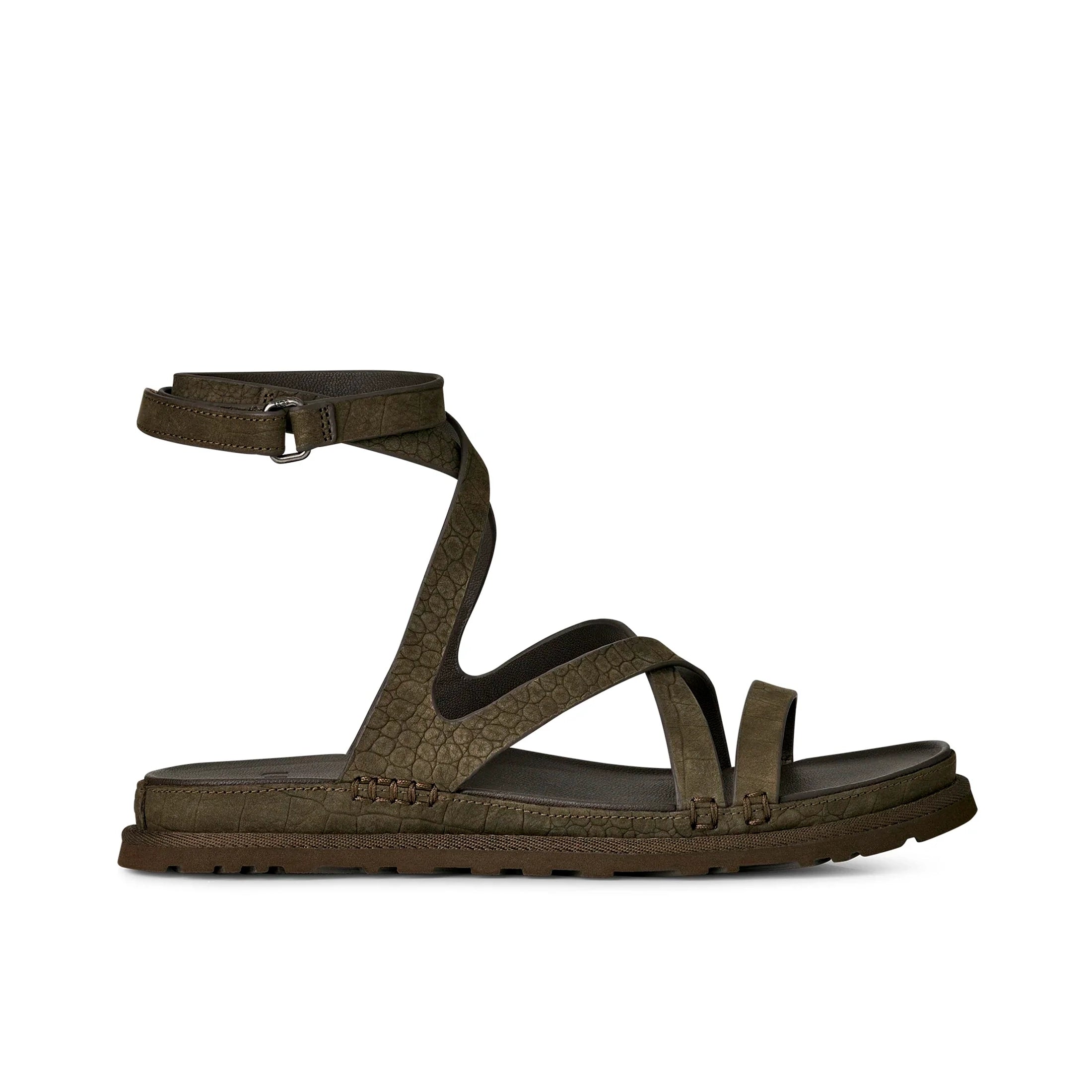 UGG W Goldengaze Embossed Ankle WRAP Dense Smoke: grey sandals for women