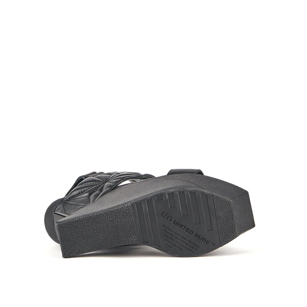 UNITED NUDE Delta Wedge Puffy Black: zwart sandalen voor dames