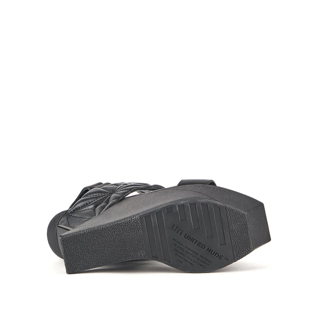 UNITED NUDE Delta Wedge Puffy Black: zwart sandalen voor dames