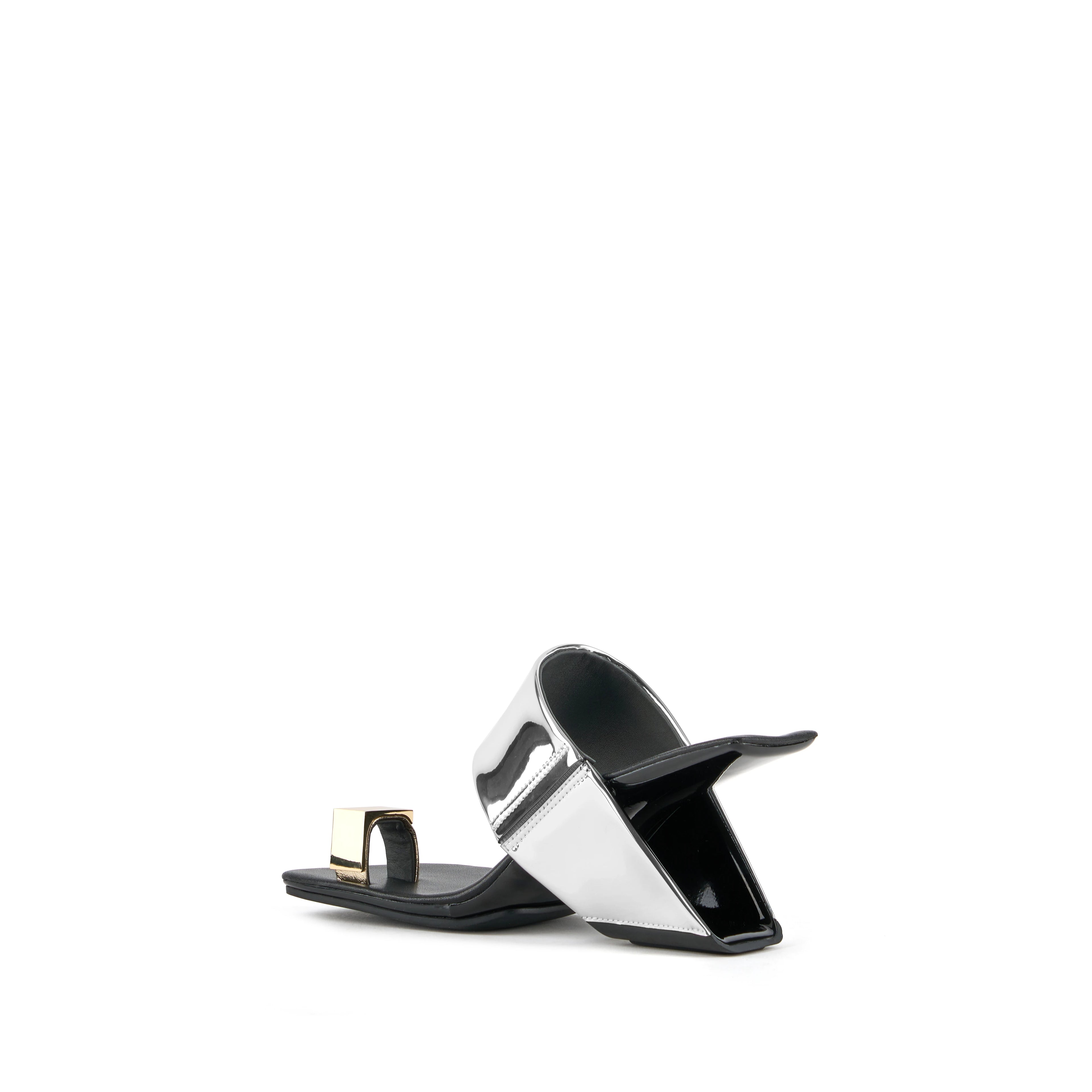 UNITED NUDE LOOP TOE HI CUBE RING Silver: platejat sandàlies per a dona