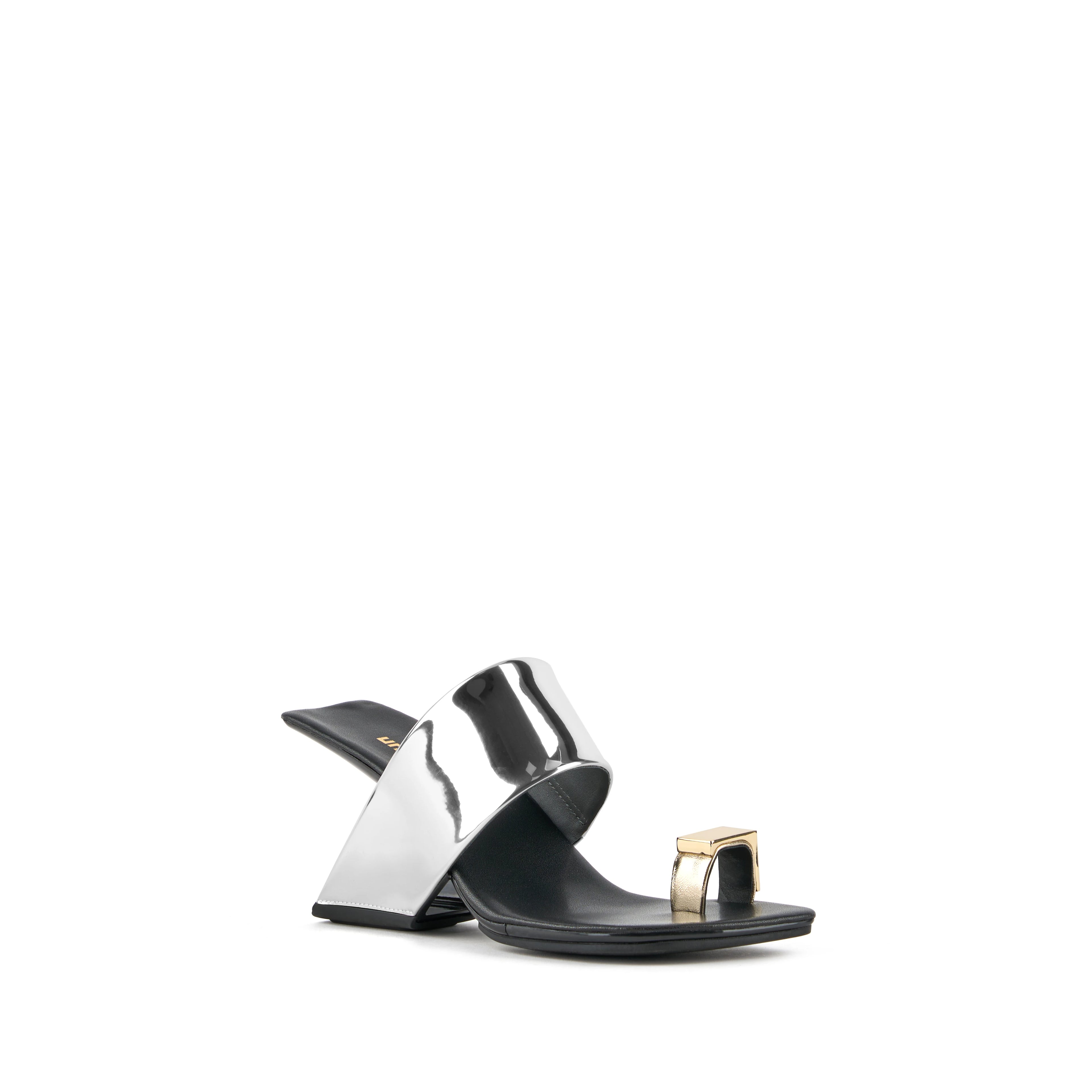 UNITED NUDE LOOP TOE HI CUBE RING Silver: platejat sandàlies per a dona