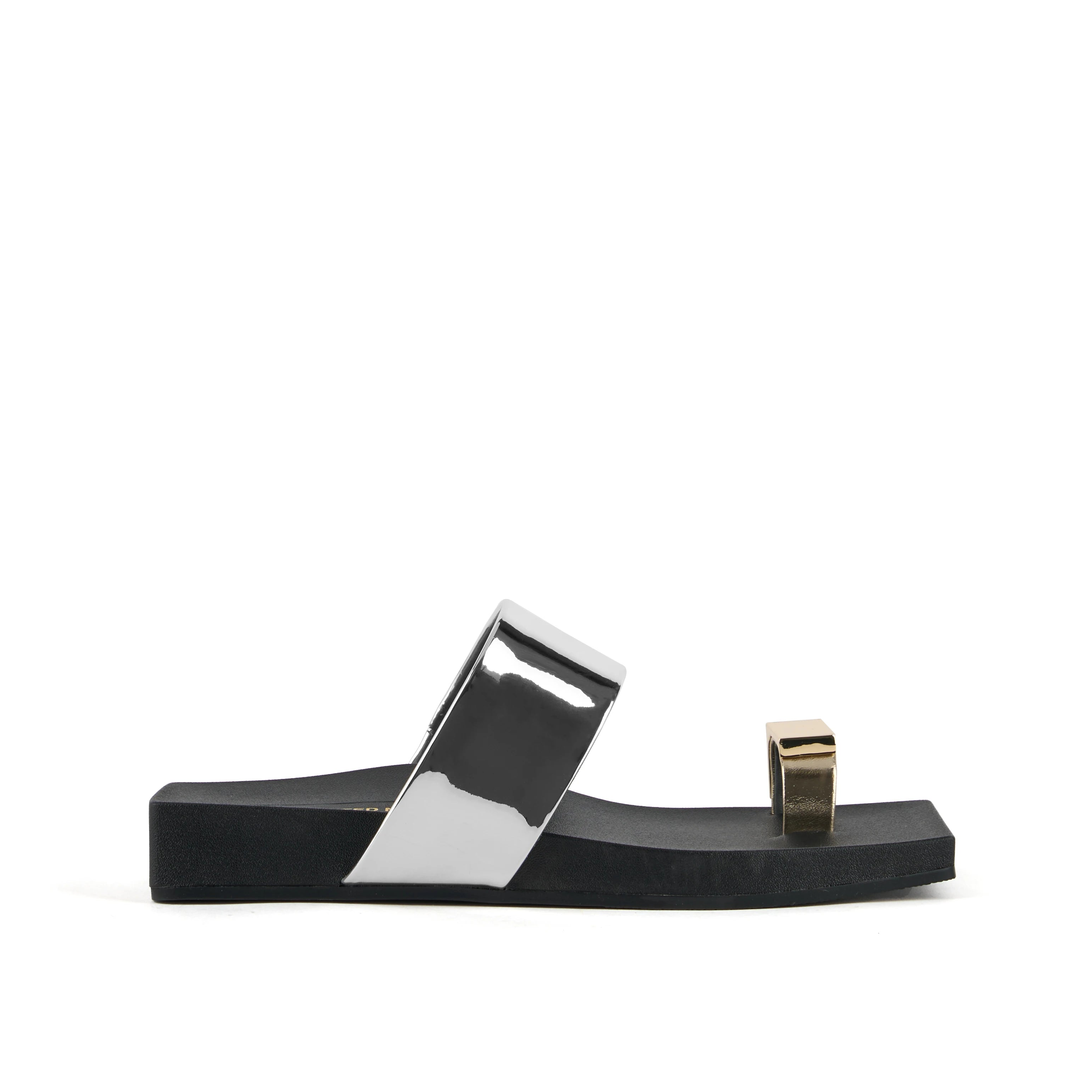 UNITED NUDE LOOP TOE LO CUBE RING Silver: platejat sandàlies per a dona