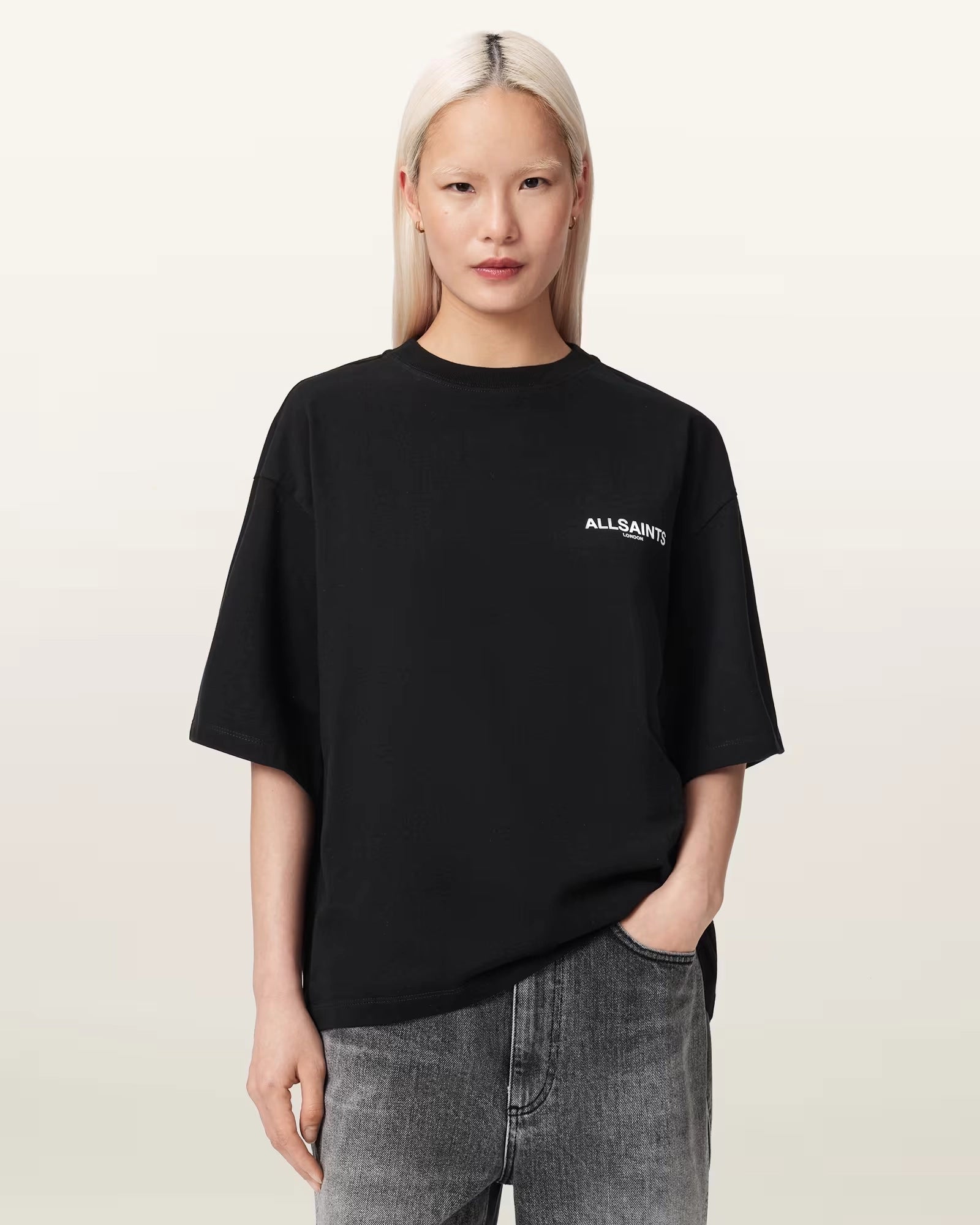 ALL SAINTS Halis Amelie TEE Black: black T-shirt for women
