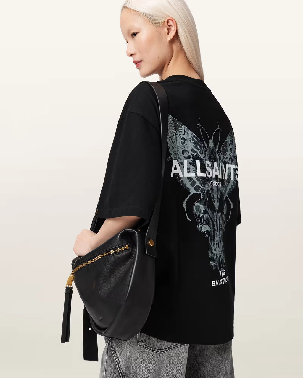 ALL SAINTS Halis Amelie TEE Black: black T-shirt for women