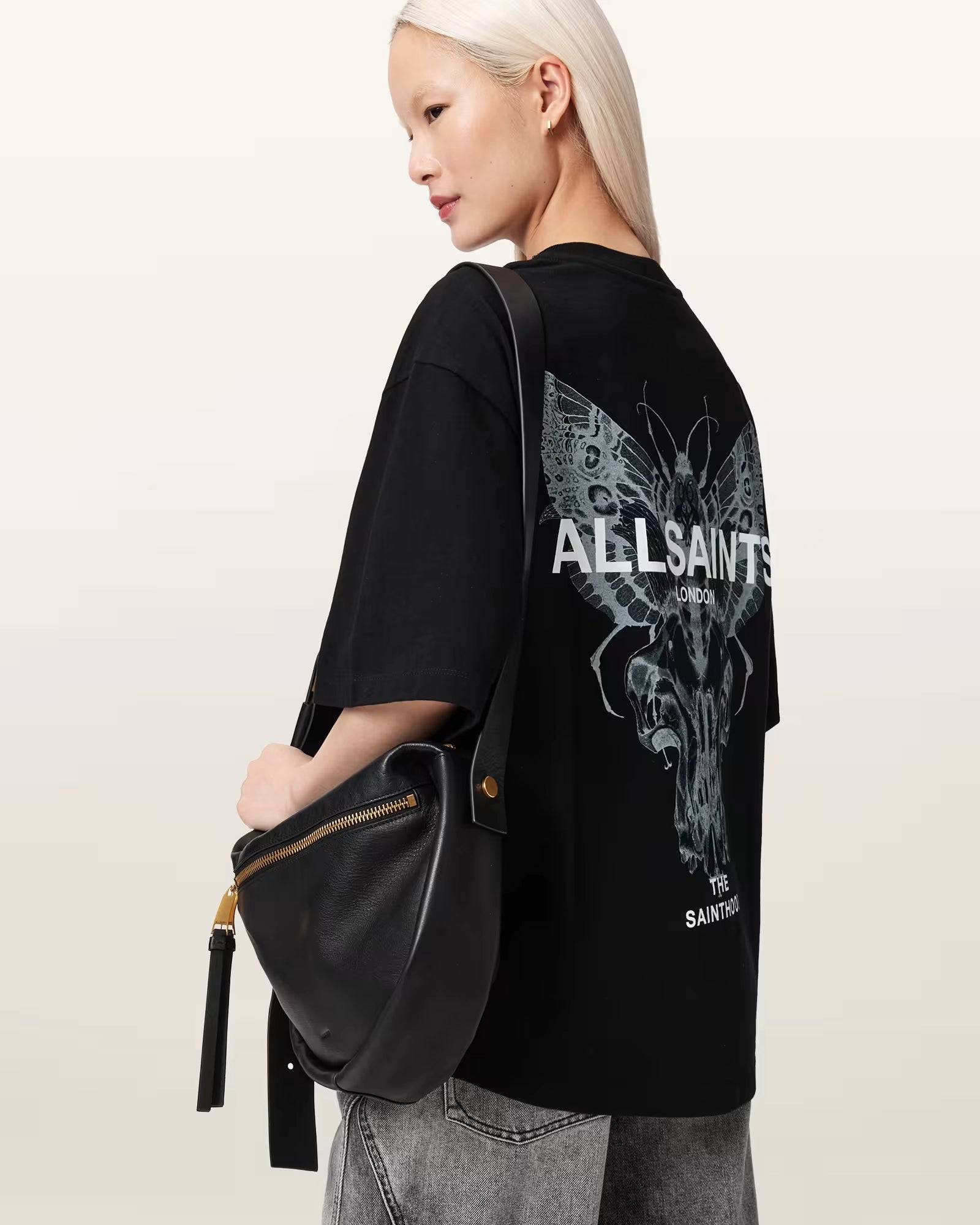 ALL SAINTS Halis Amelie TEE Black: black T-shirt for women