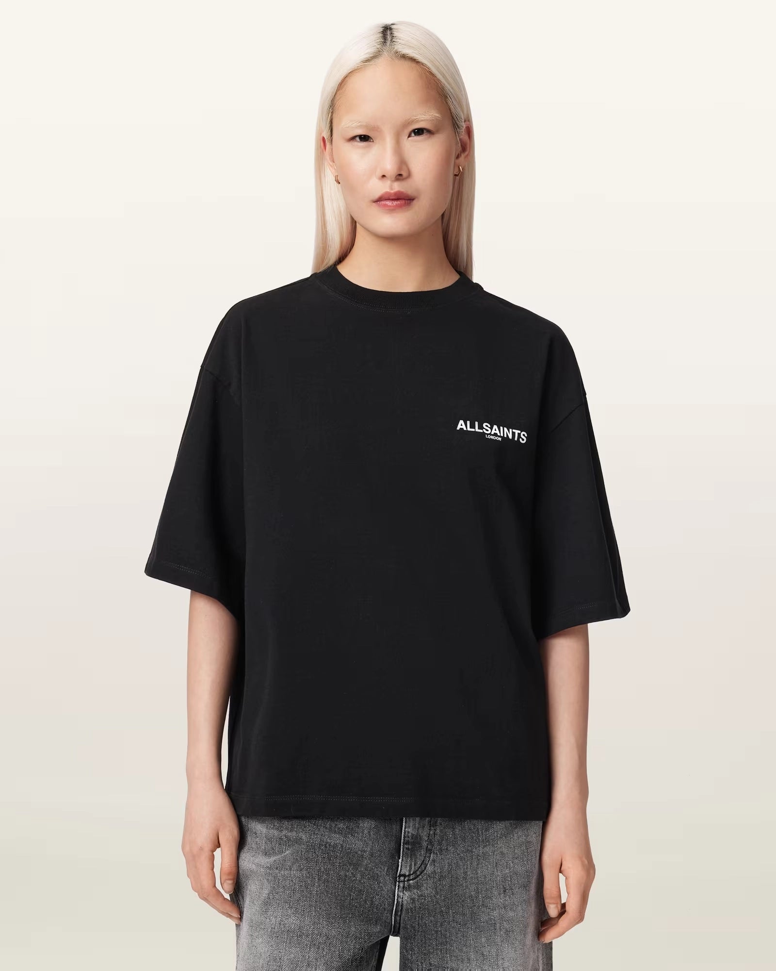 ALL SAINTS Halis Amelie TEE Black: black T-shirt for women