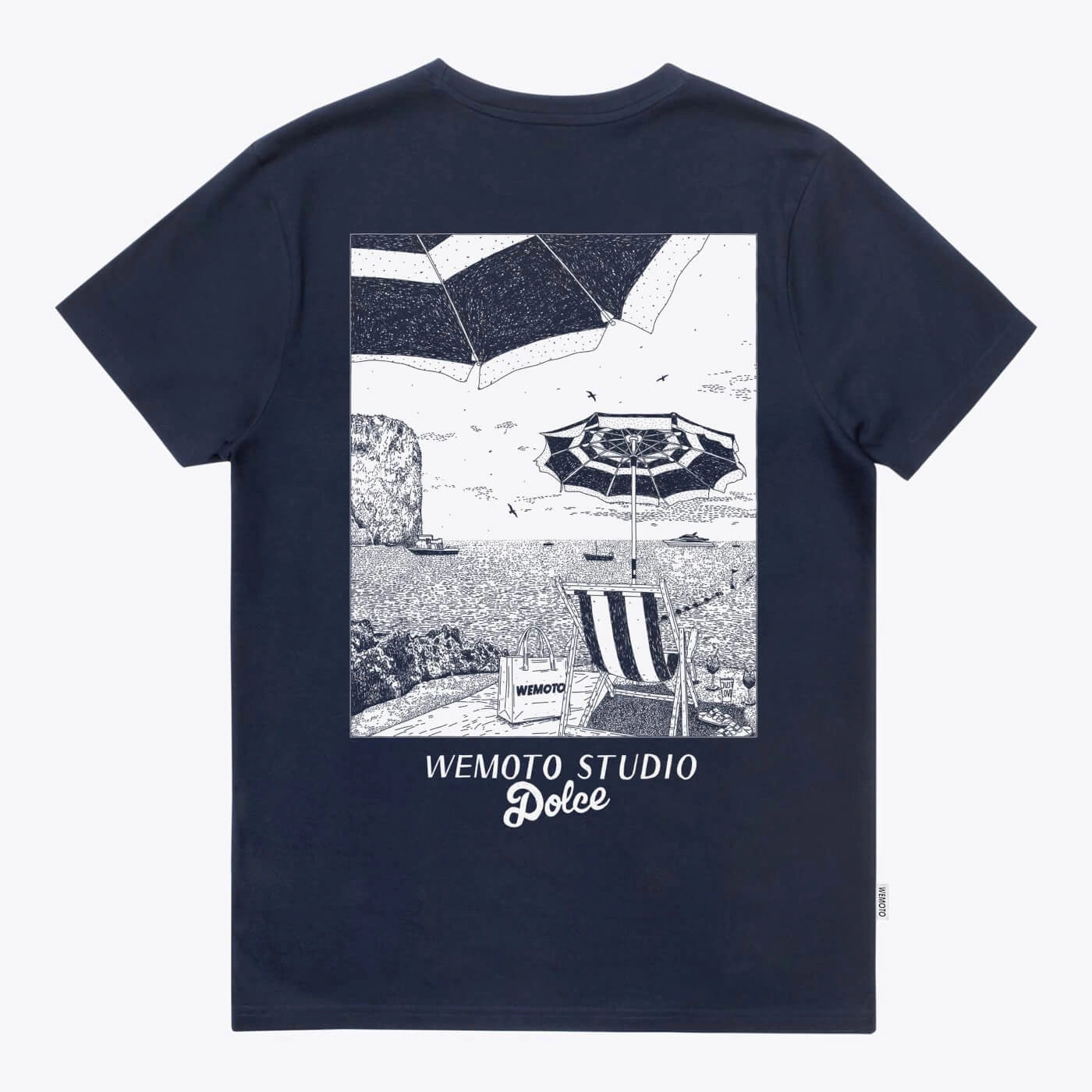WEMOTO SUN Cream TEE NAVY BLUE: ブルー Tシャツ メンズ