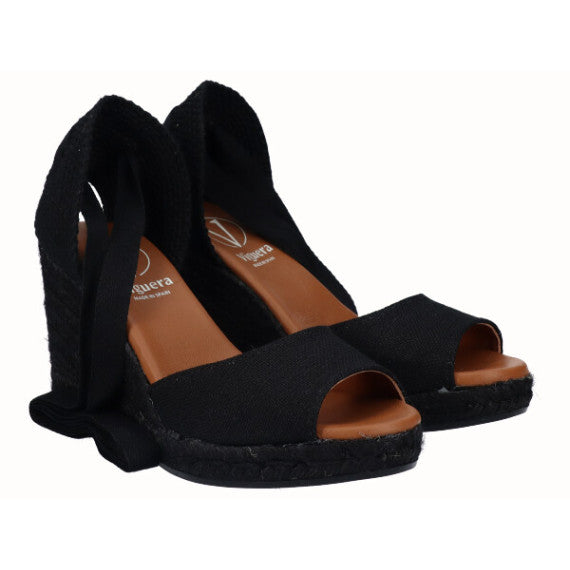 VIGUERA | ALPARGATAS | MUJER | CUÑA ALTA YUTE NEGRA CINTAS | NEGRO