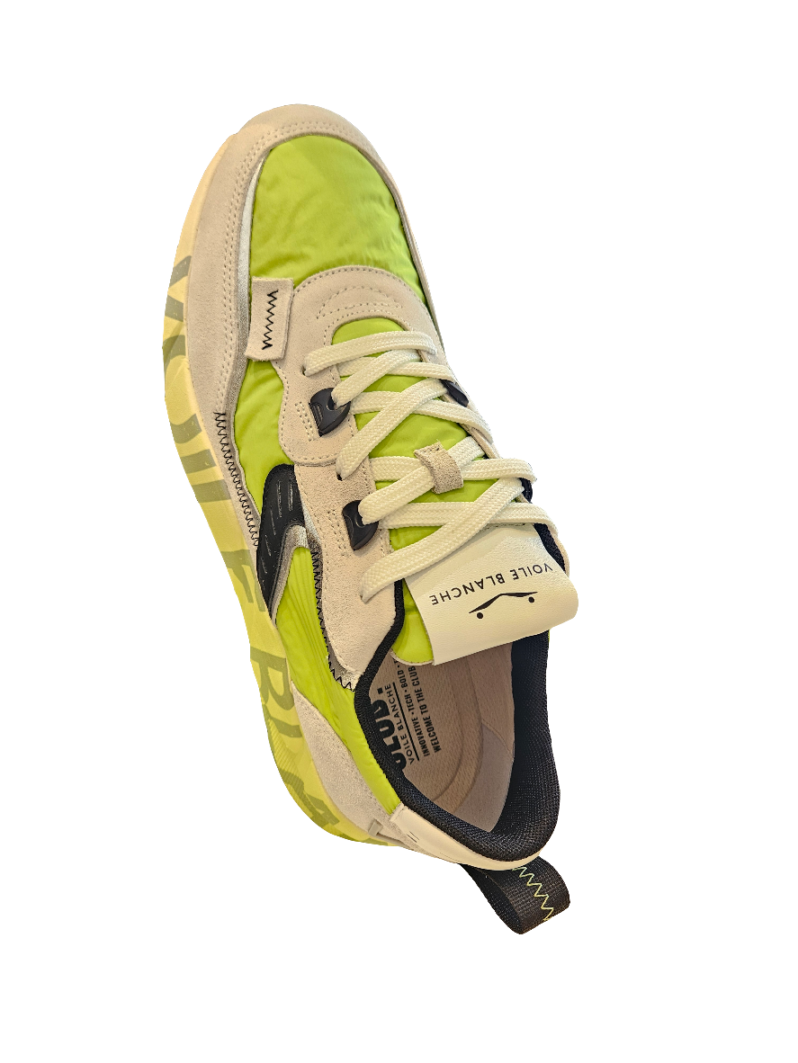 VOILE BLANCHE CLUB01. Suede/net/nylon White-lime: blanc vambes per a home