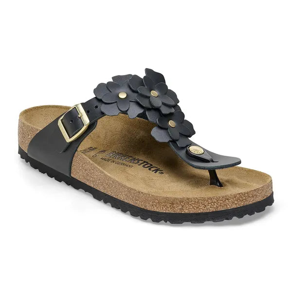 BIRKENSTOCK Gizeh Flowers LE Black: negre sandàlies per a dona