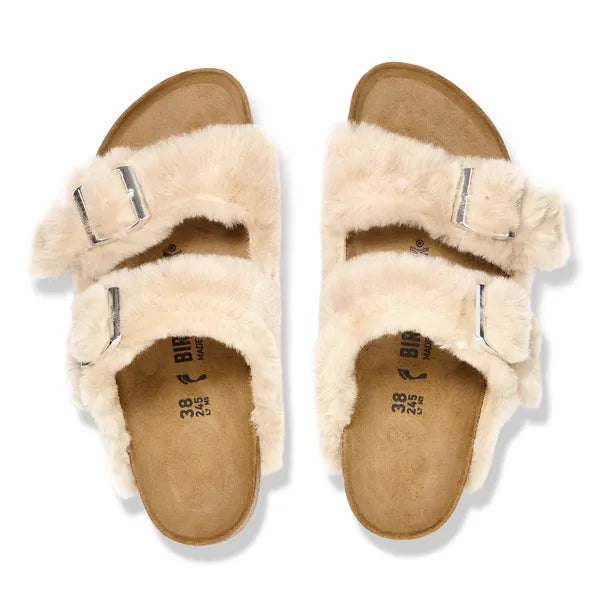BIRKENSTOCK Arizona Shearling Cover Upper Sandcastle Sandcastle Sandcastle: 米色 凉鞋 女士