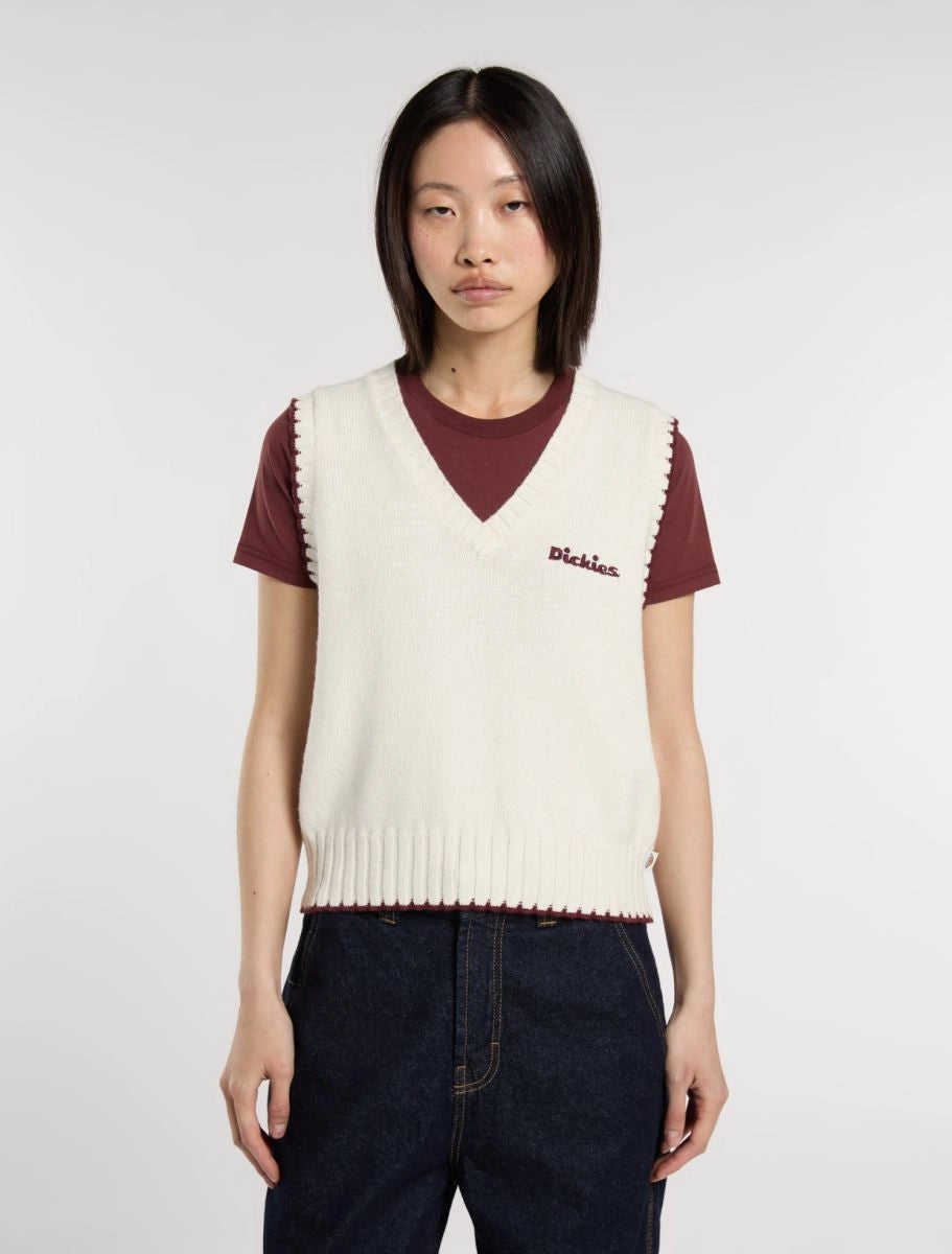 DICKIES Slayden Sweater VEST W Egret: white jumper for men