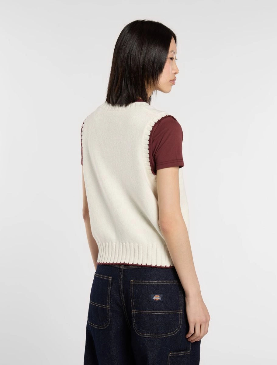 DICKIES Slayden Sweater VEST W Egret: white jumper for men