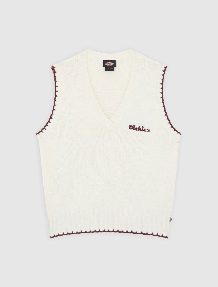 DICKIES Slayden Sweater VEST W Egret: white jumper for men