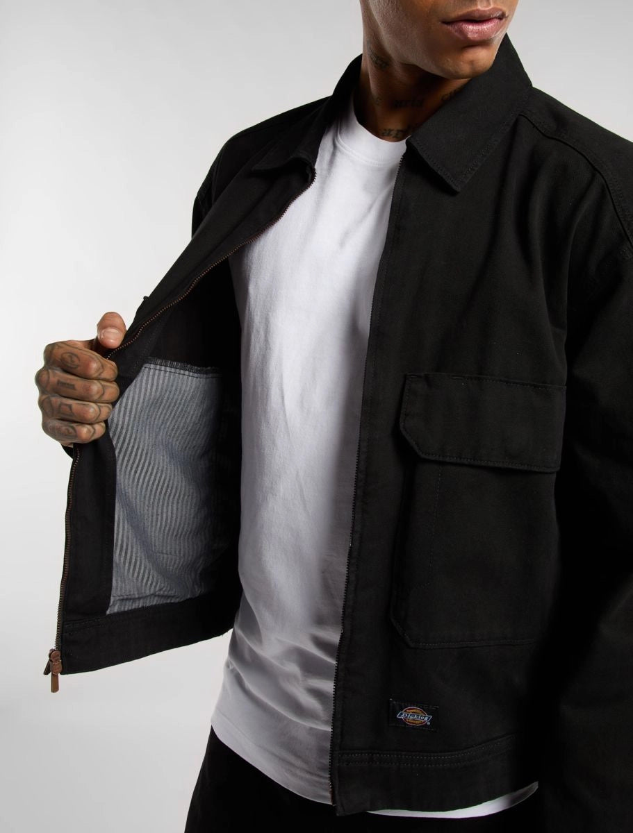 DICKIES FORT Smith Trucker Jacket Black: black jacket for men