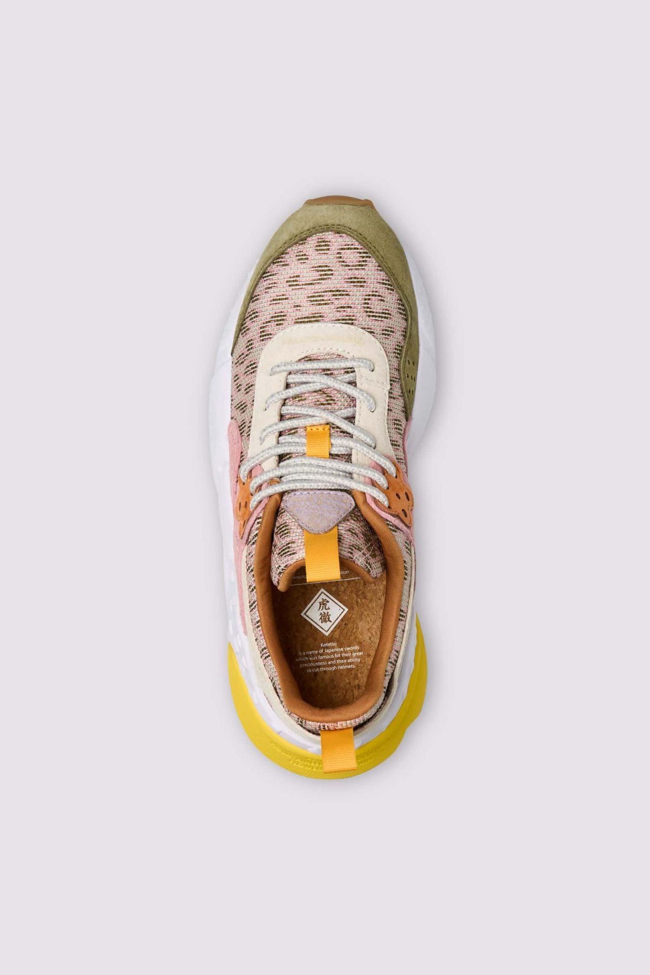 FLOWER MOUNTAIN Kotetsu Woman Suede/nylon LEO Print Green-beige-cipria: brown trainers for women