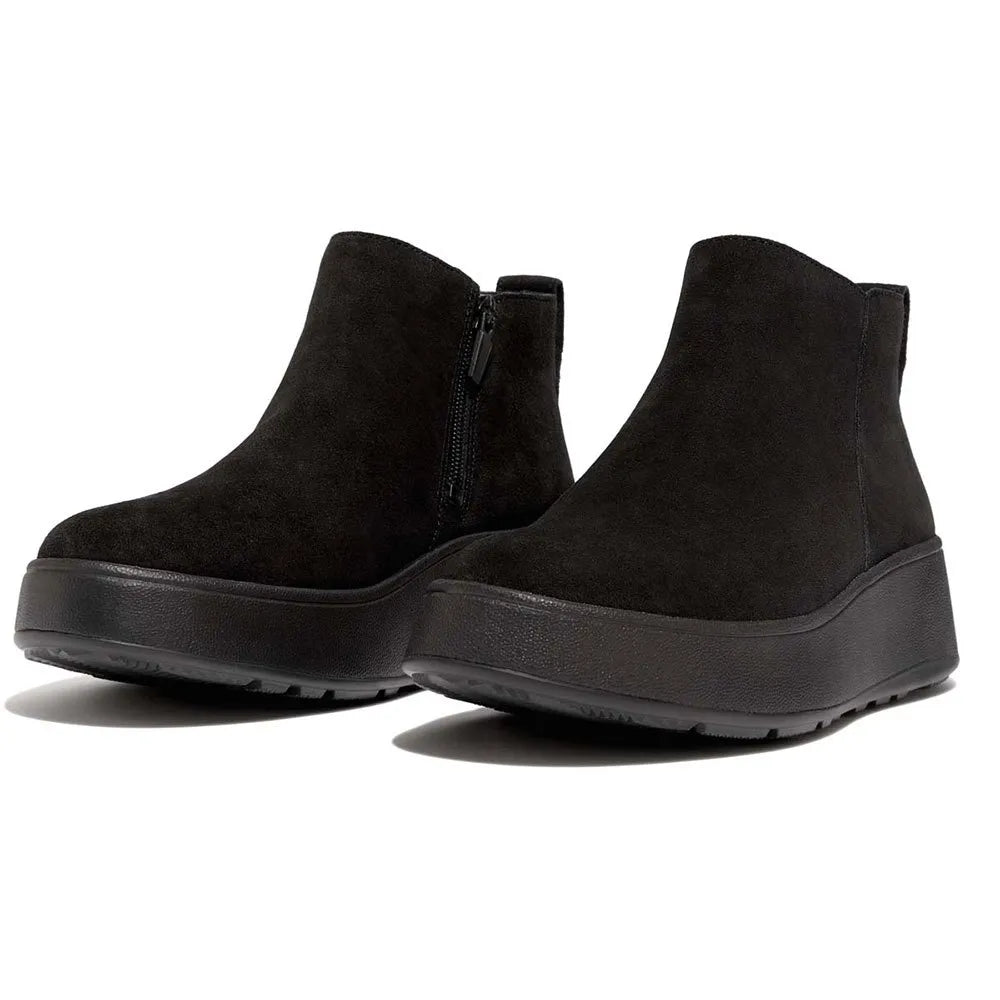 FITFLOP W F MODE Suede Flatform ZIP Ankle Boots ALL Black: ブラック ブーツ レディース