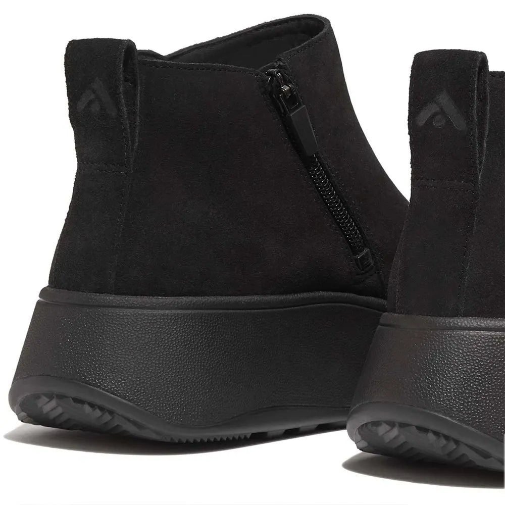 FITFLOP W F MODE Suede Flatform ZIP Ankle Boots ALL Black: чорний чоботи для жінок