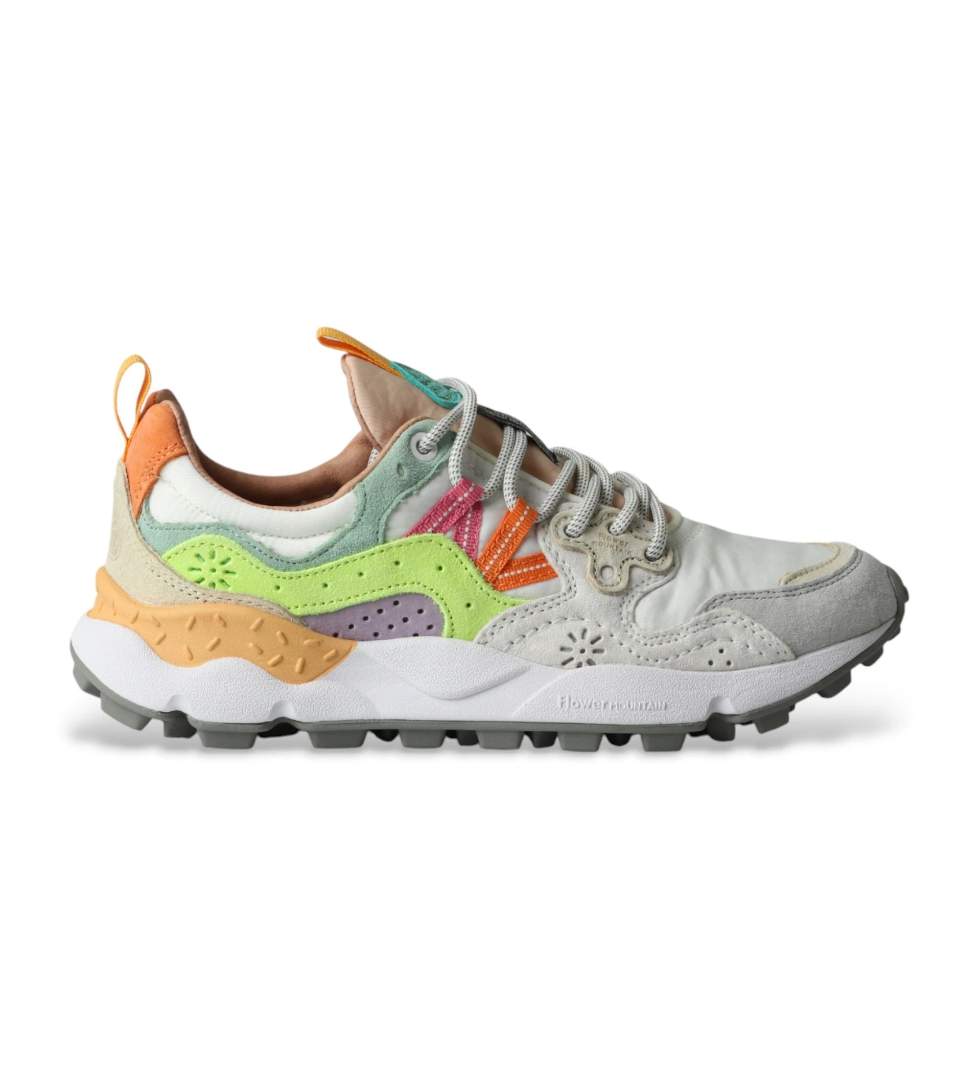FLOWER MOUNTAIN Yamano 3 Woman Suede/nylon White: white trainers for women