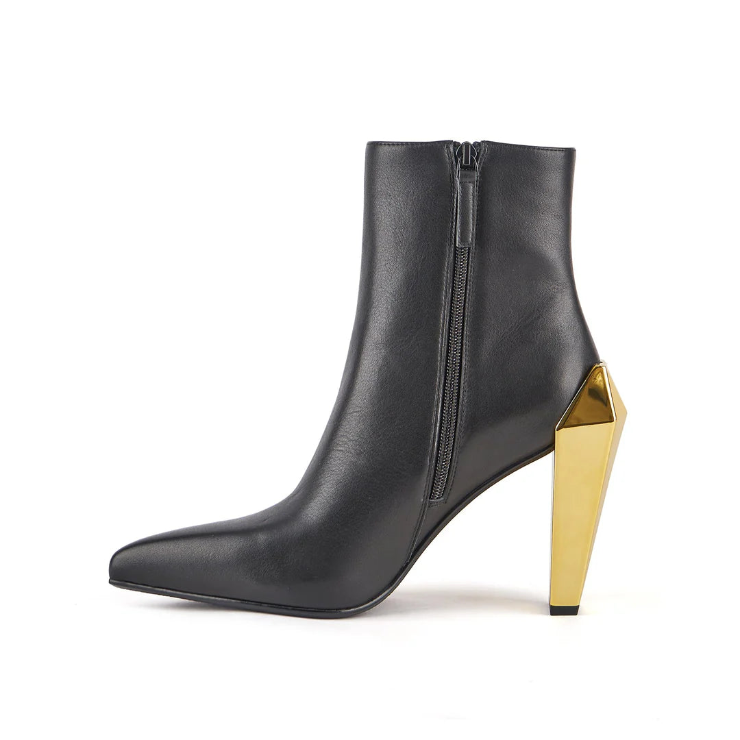 UNITED NUDE GEM Bootie HIGH Black + GOLD: black ankle boots for women
