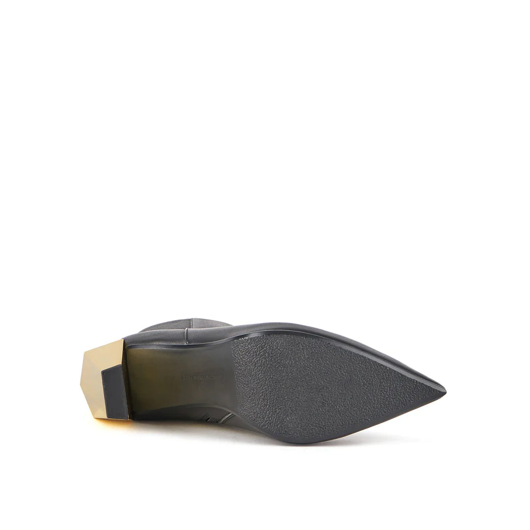 UNITED NUDE GEM Bootie HIGH Black + GOLD: black ankle boots for women