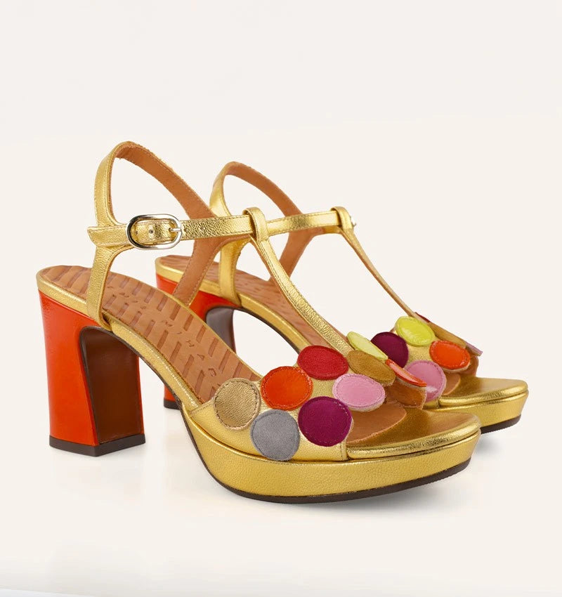 CHIE MIHARA Kicuse Champan: gold sandals for women