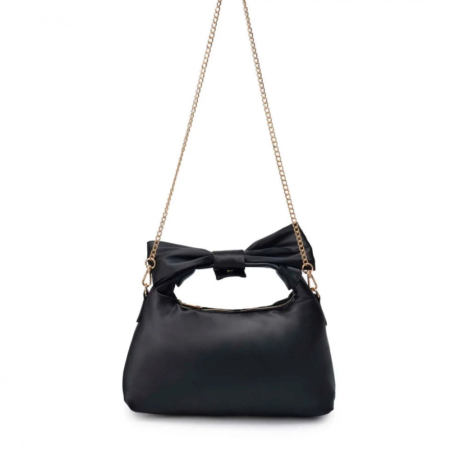NUNOO Dandy BOW Recycled Satin Black W. GOLD: doré sac pour femme