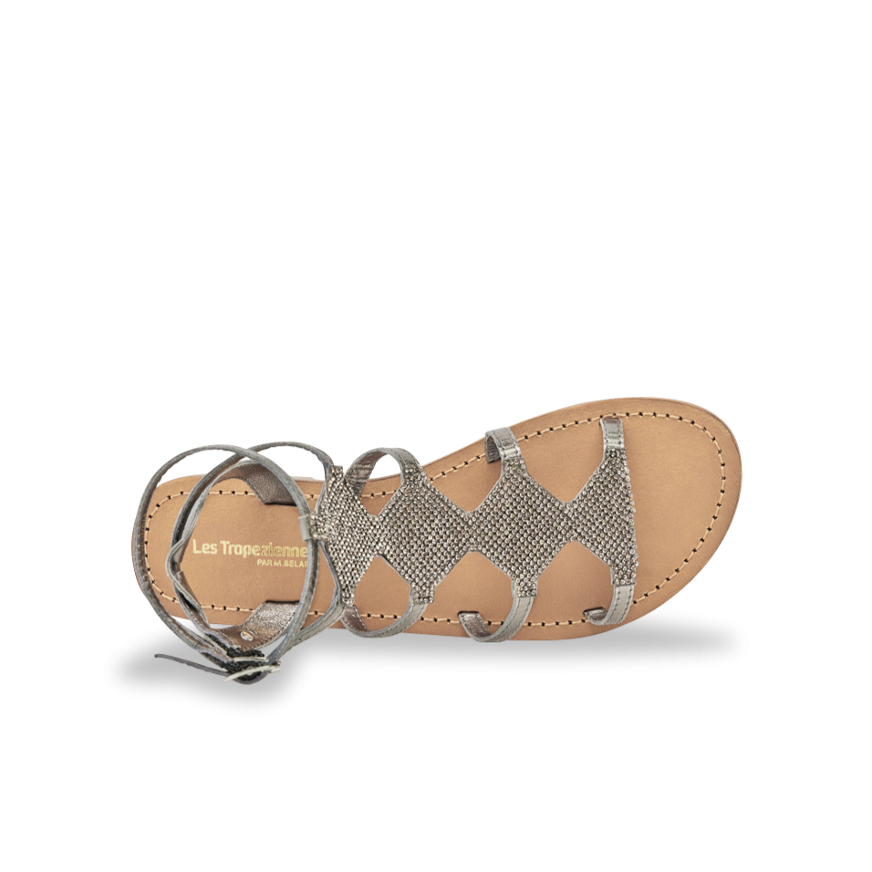 LES TROPEZIENNES Ohlala Argent Fonce DARK Silver: silverfärgad sandaler för dam