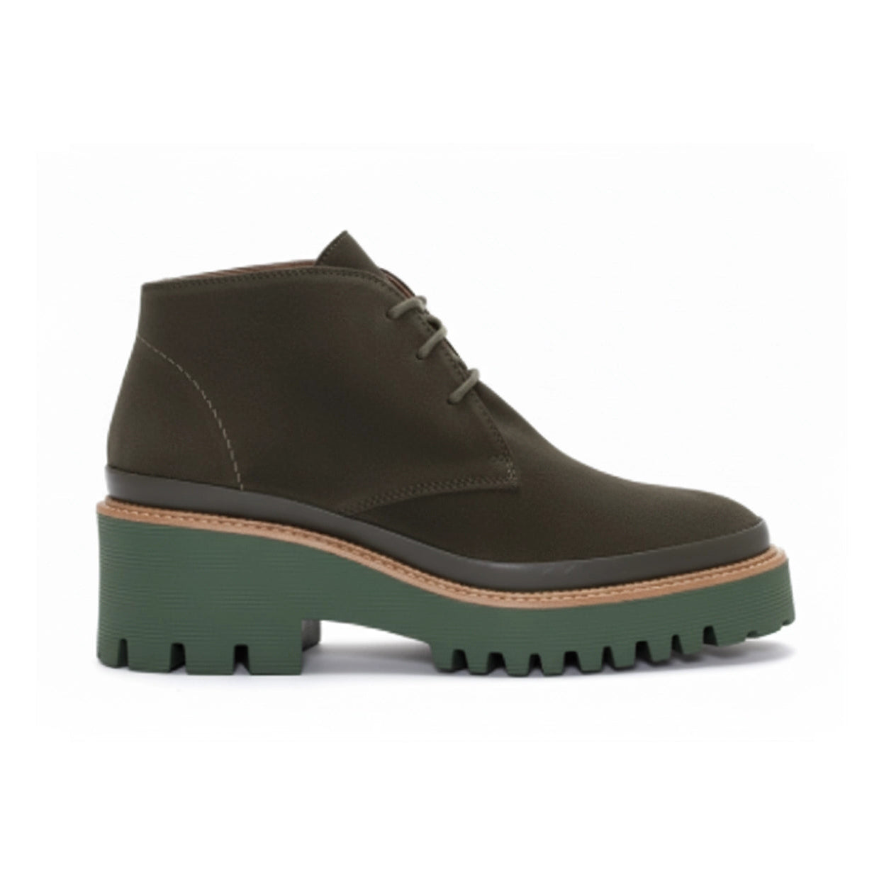 PONS QUINTANA Raquel Velour Forest: green ankle boots for women