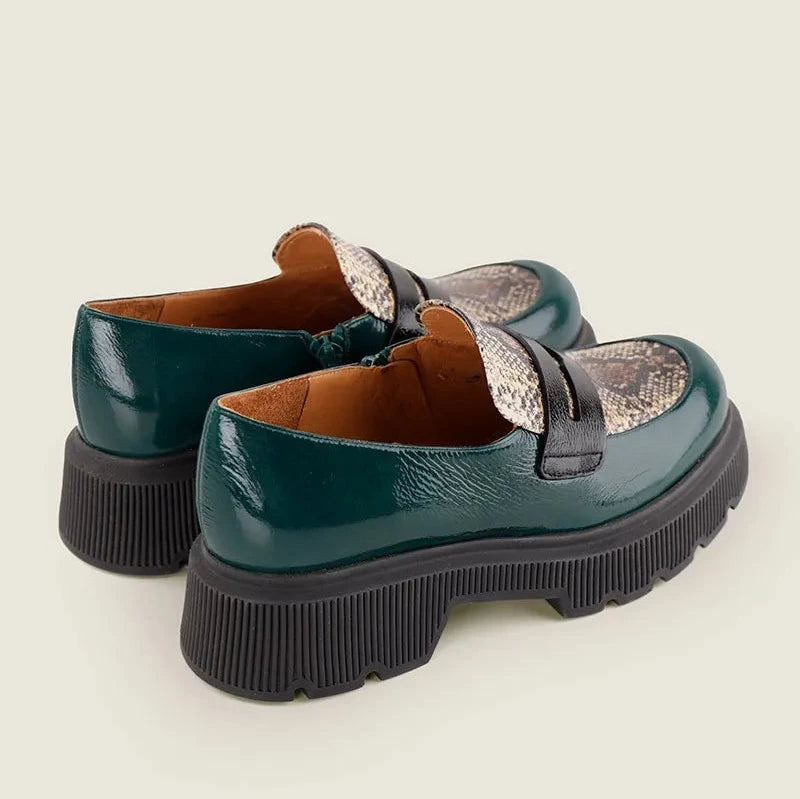 CHIE MIHARA Qazula Sucre Forest: black loafers for women