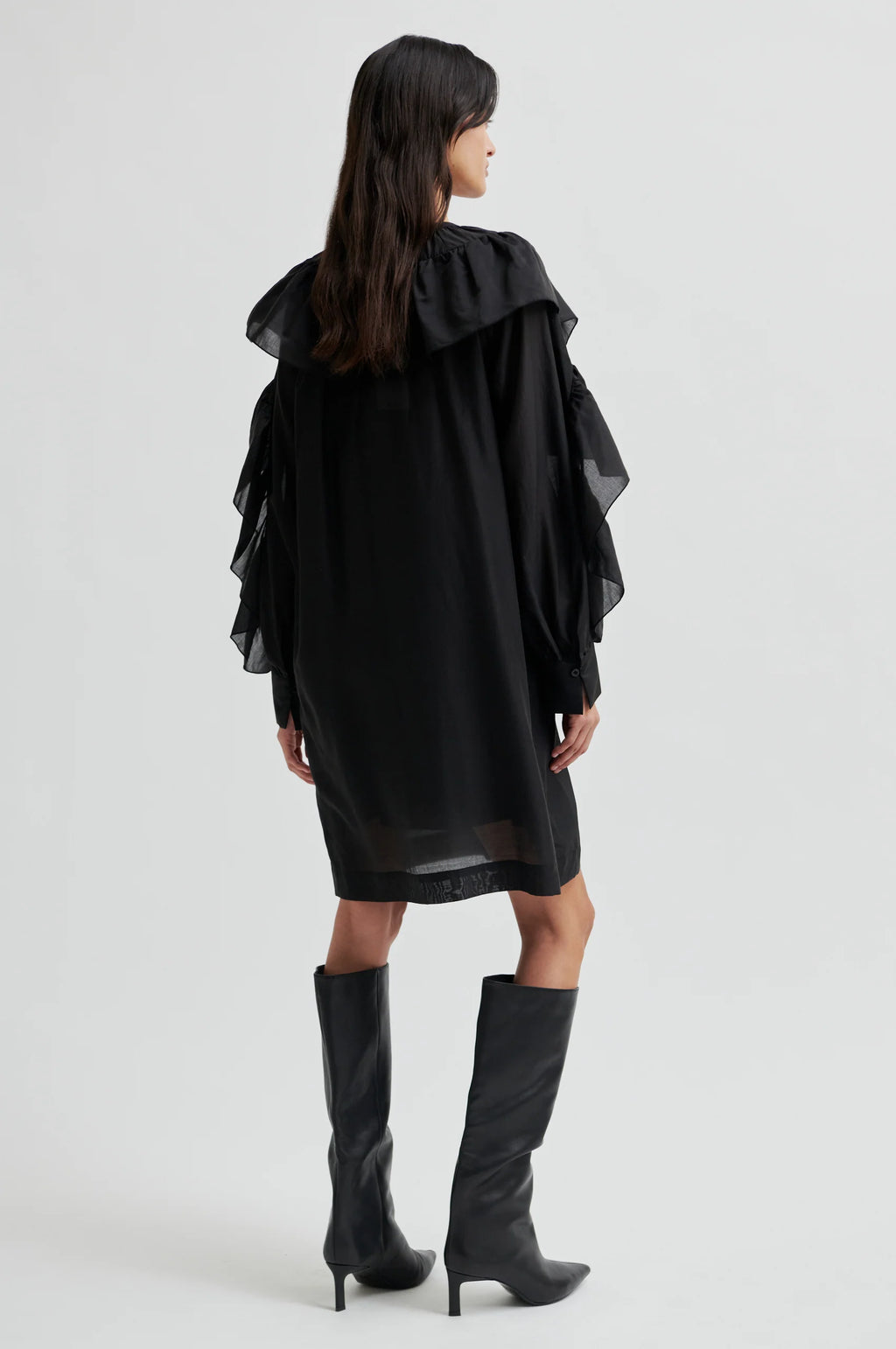 SECOND FEMALE Dream Ruffle Dress Black: negre vestit per a dona