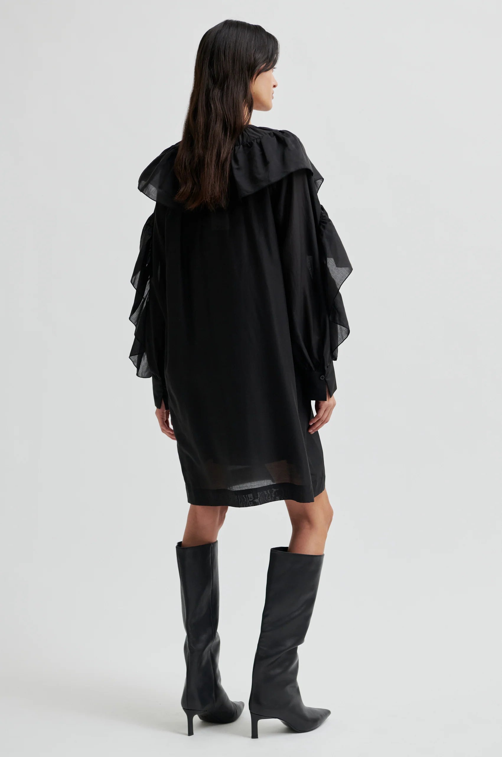 SECOND FEMALE Dream Ruffle Dress Black: чорний сукня для жінок