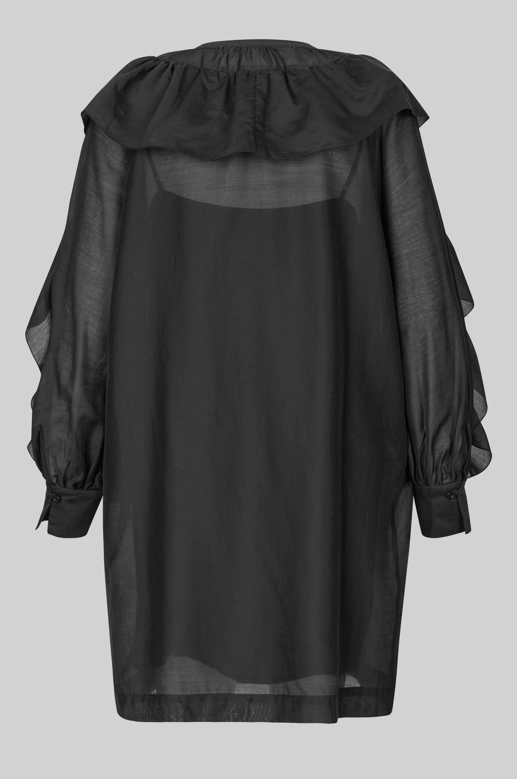 SECOND FEMALE Dream Ruffle Dress Black: negre vestit per a dona