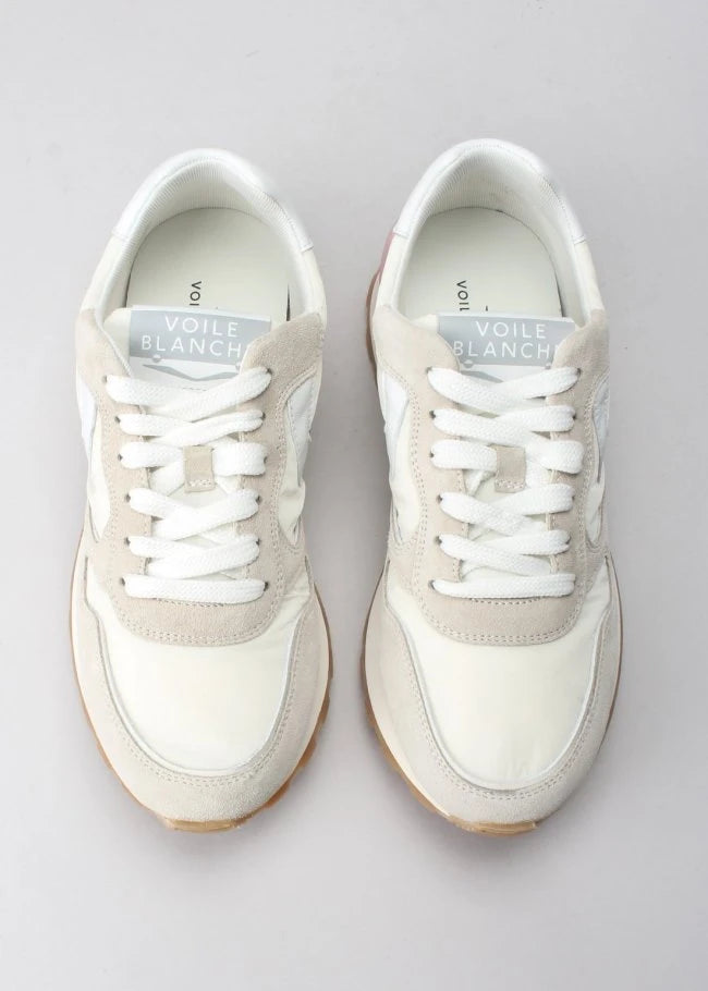 VOILE BLANCHE Paris Power Woman Suede/nylon Ice-white: white trainers for women