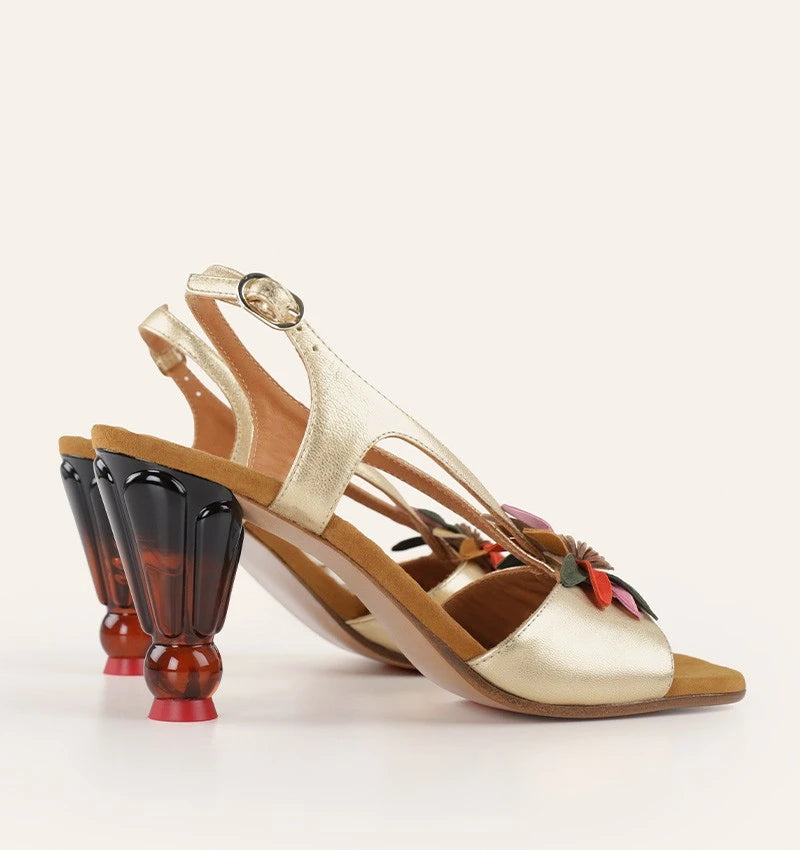 CHIE MIHARA Uyane Champan: gold sandals for women