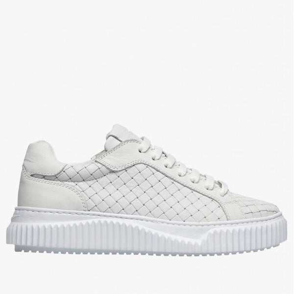 VOILE BLANCHE Lipari Woven Nappa White: white trainers for women