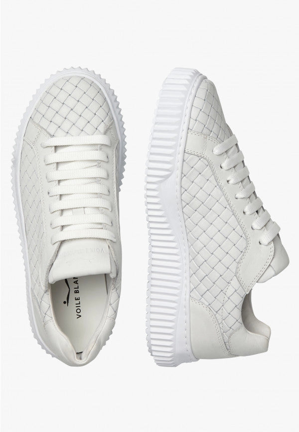 VOILE BLANCHE Lipari Woven Nappa White: white trainers for women