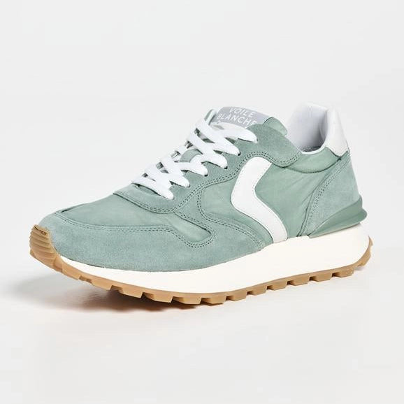 VOILE BLANCHE Paris RACE Woman Sage-off White: green trainers for women