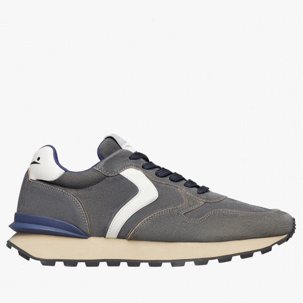 VOILE BLANCHE Paris RACE MAN W. Shadowed Velvet Leather BLUE: bleu baskets pour homme