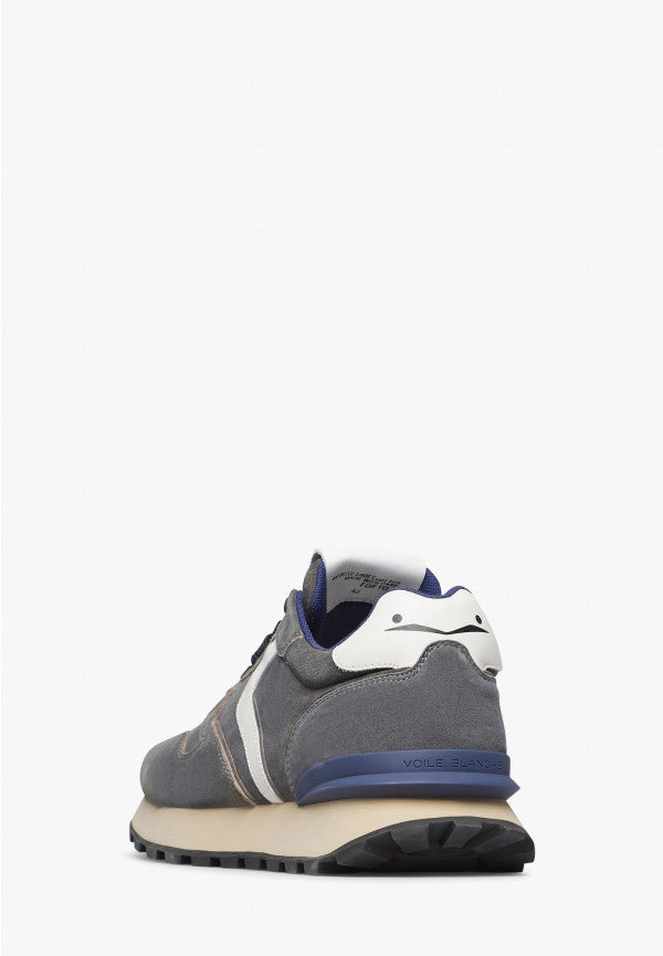 VOILE BLANCHE Paris RACE MAN W. Shadowed Velvet Leather BLUE: bleu baskets pour homme