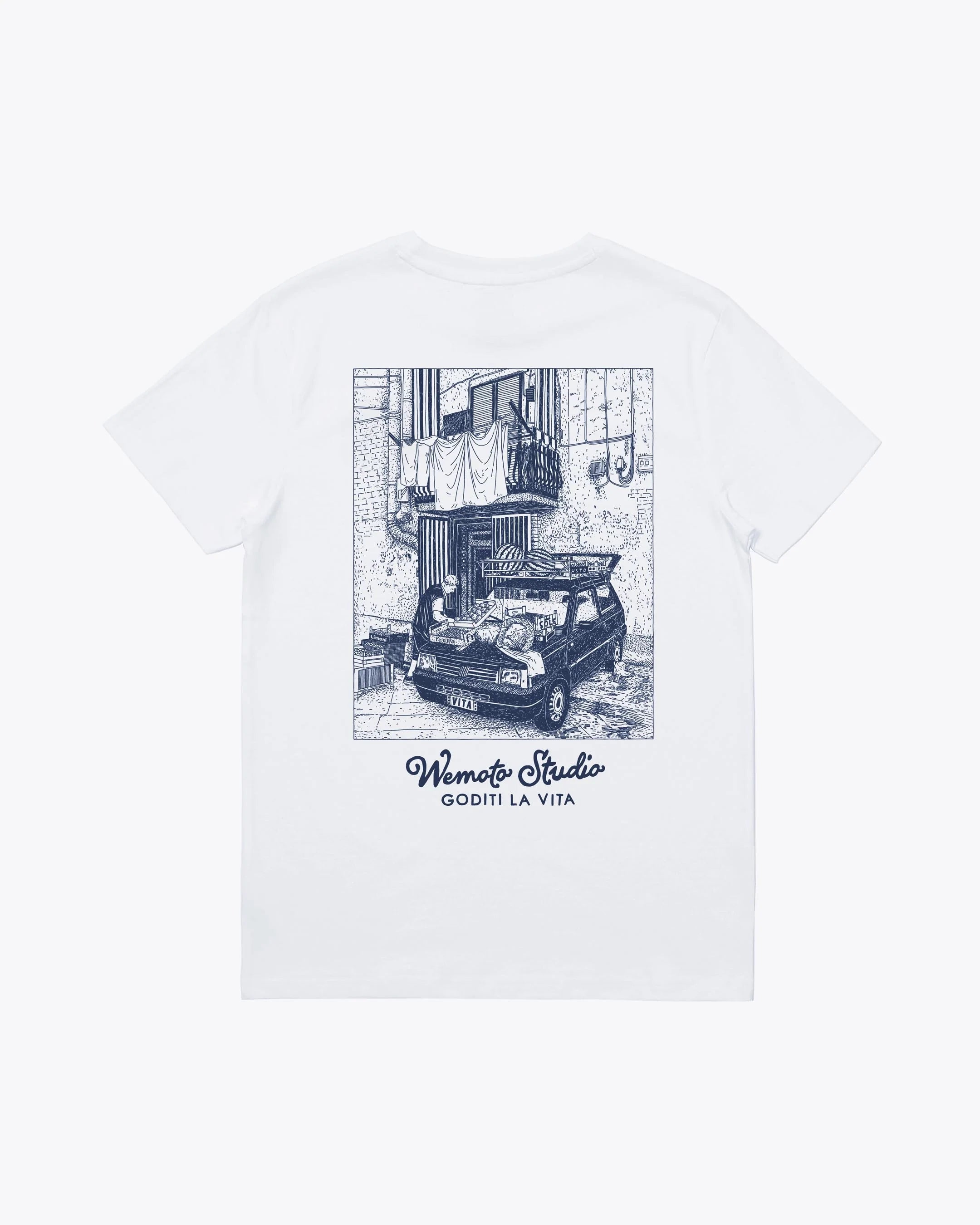 WEMOTO Camisetas de la Marca Unisex Modelo Market Tee en Color White (blanco)，Tascón 白色中性鞋履