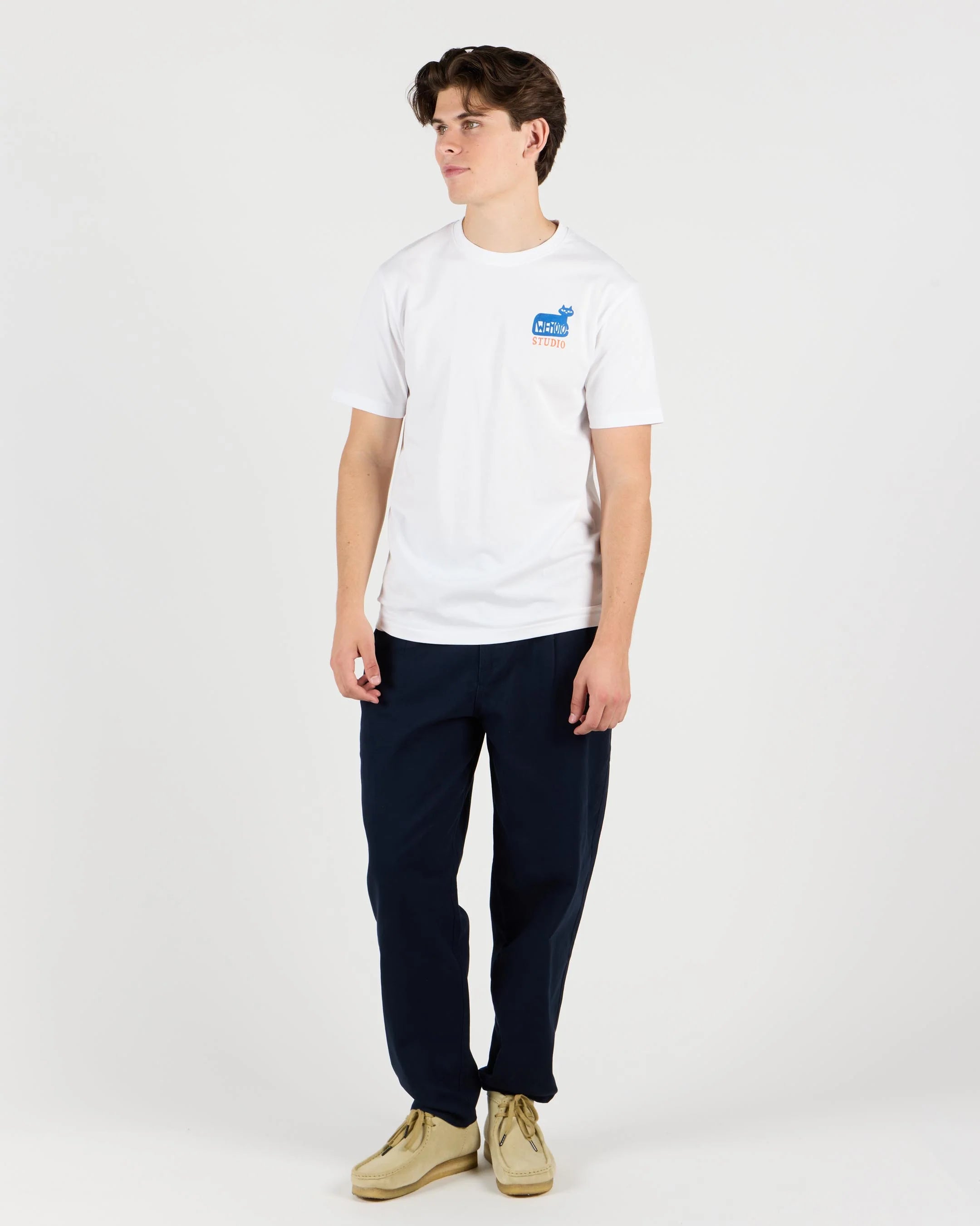 WEMOTO CAT TEE White: ホワイト Tシャツ メンズ