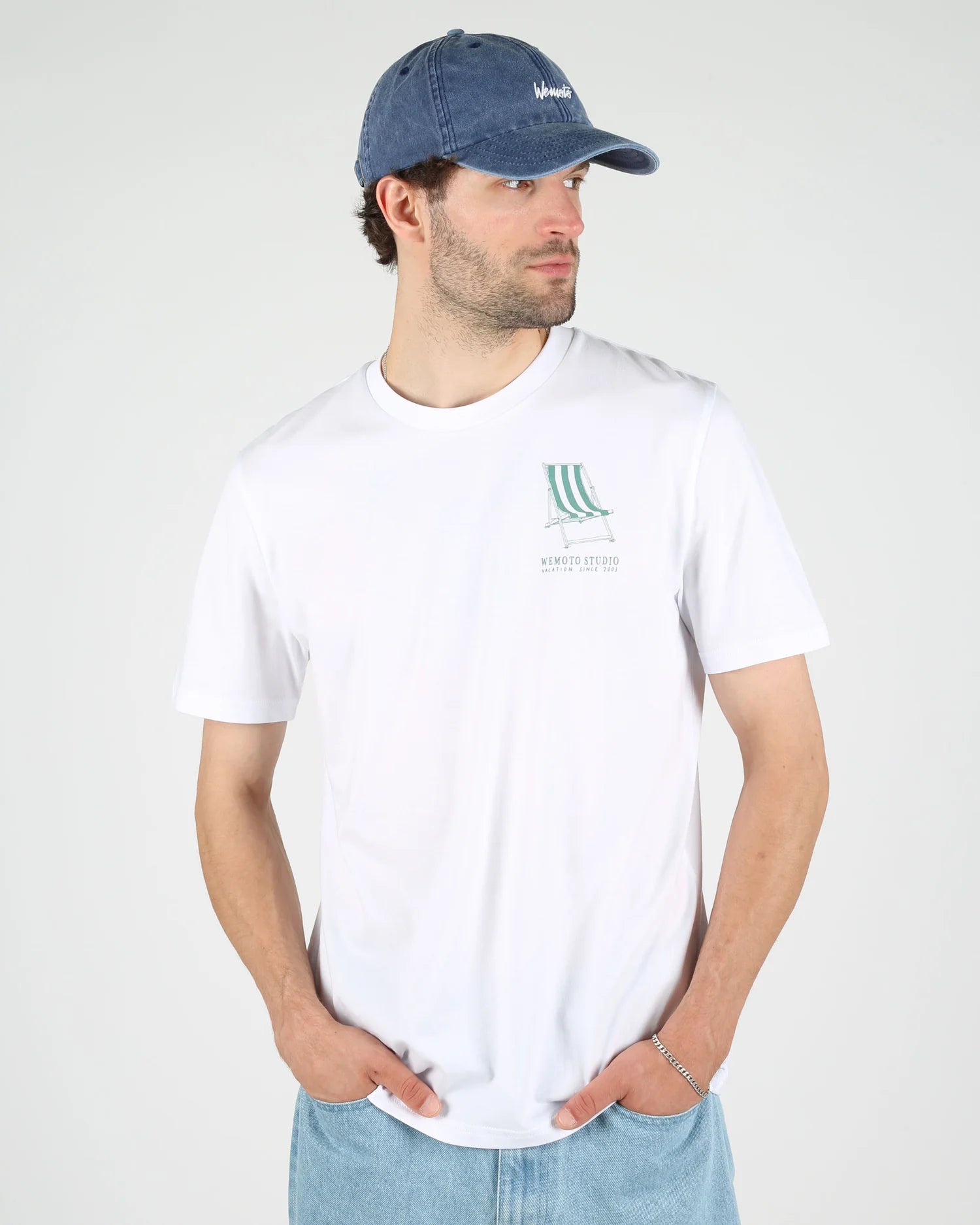 WEMOTO Boats TEE White: white T-shirt for men