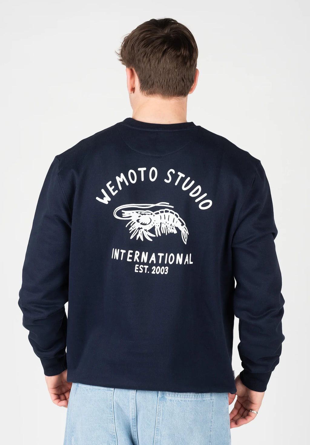 WEMOTO Coast CREW White - BLUE NAVY: 蓝色 T恤 男士