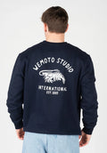 WEMOTO Coast CREW White - BLUE NAVY: 蓝色 T恤 男士