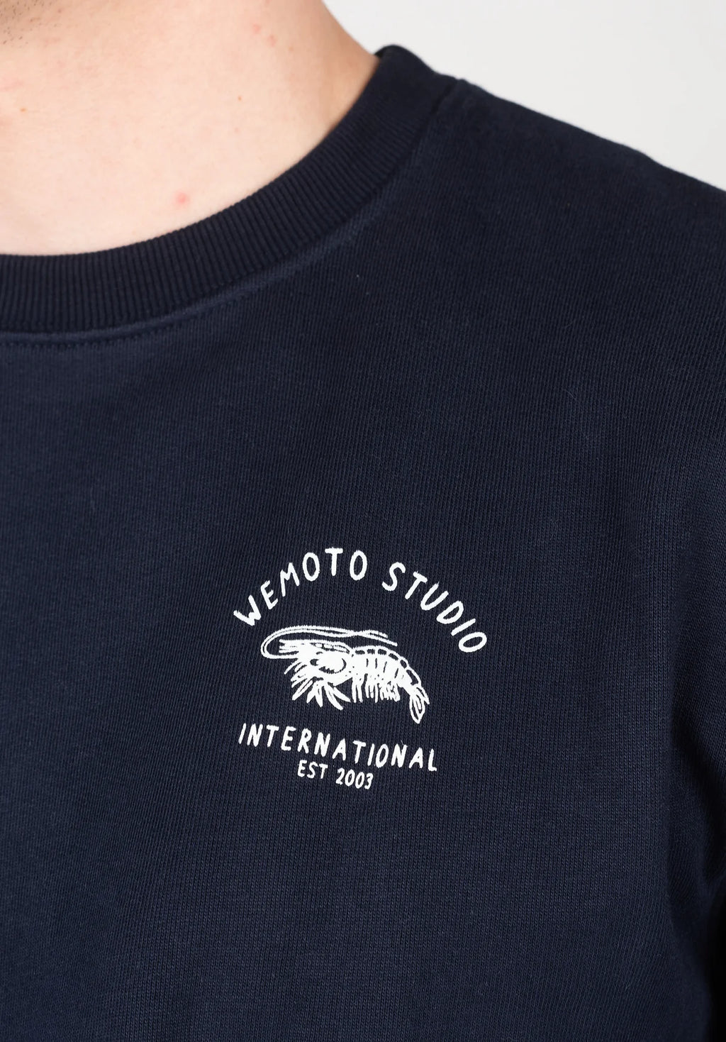 WEMOTO Coast CREW White - BLUE NAVY: 蓝色 T恤 男士