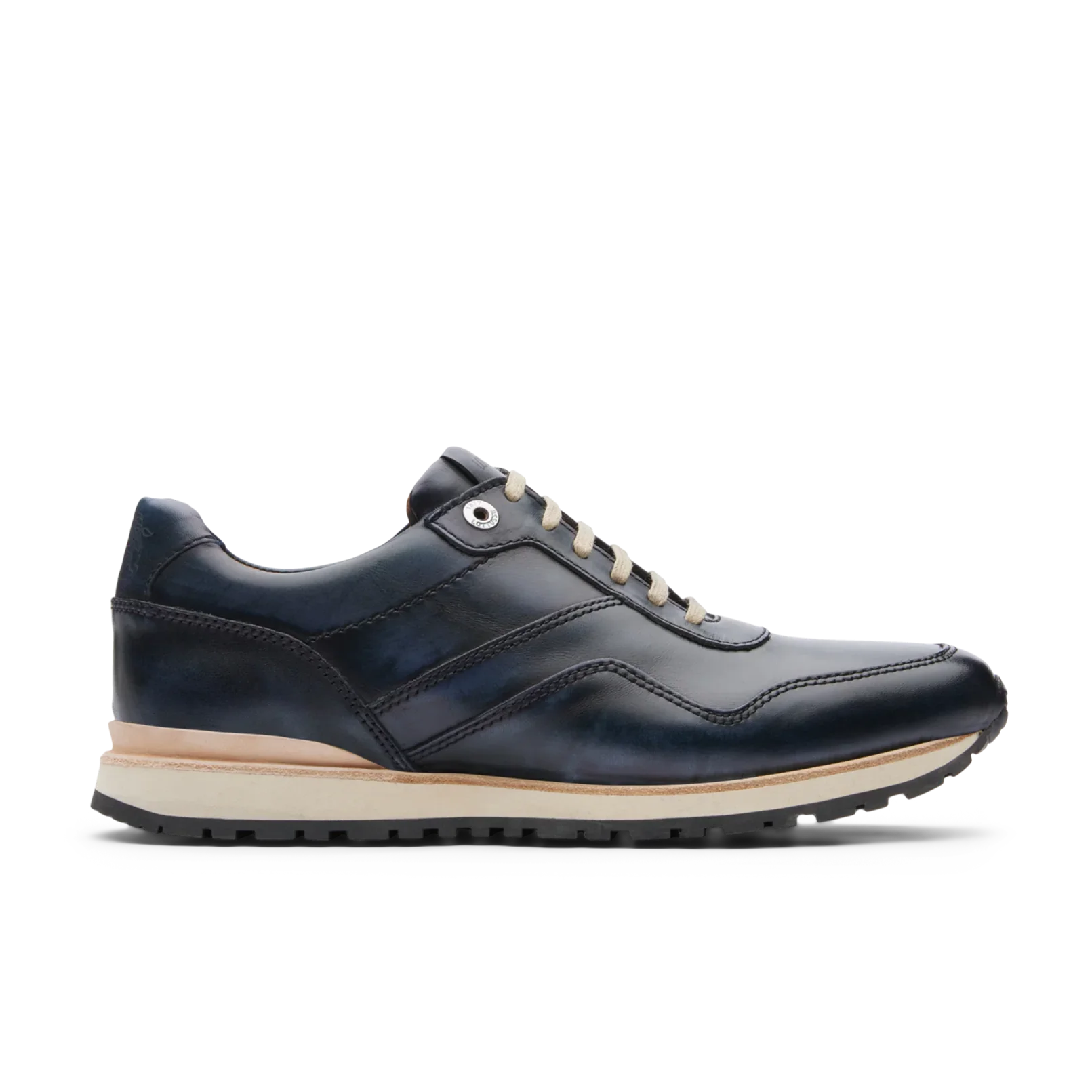 Lottusse Herren-Sneakers, Modell Tokyo, Marineblau, gebürstetes Rindsleder, Blau